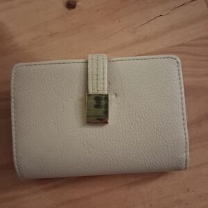 Chic Cream Wallet with Gold Clasp